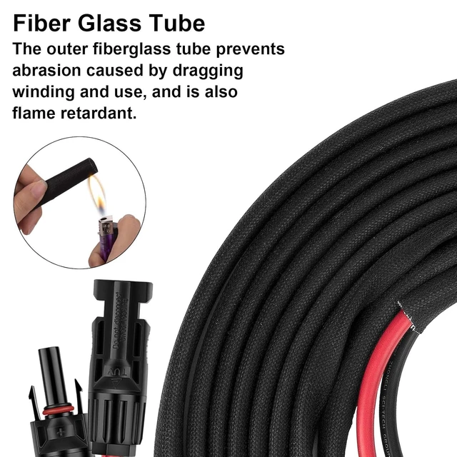 Alt view image 4 of 7 - 50FT 10AWG Solar Panel Extension Cable Flame Retardant Protective Sleeving, Female & Male Connectors for Outdoor Solar Installations, RV & Camping