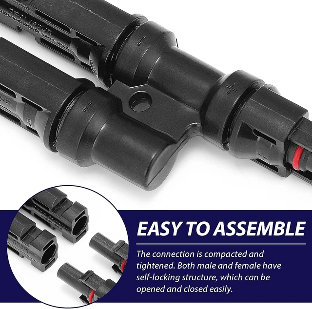 Alt view image 6 of 7 - 10-Pairs 2-to-1 Solar Panel Branch Y Connector (Fmm Mff)
