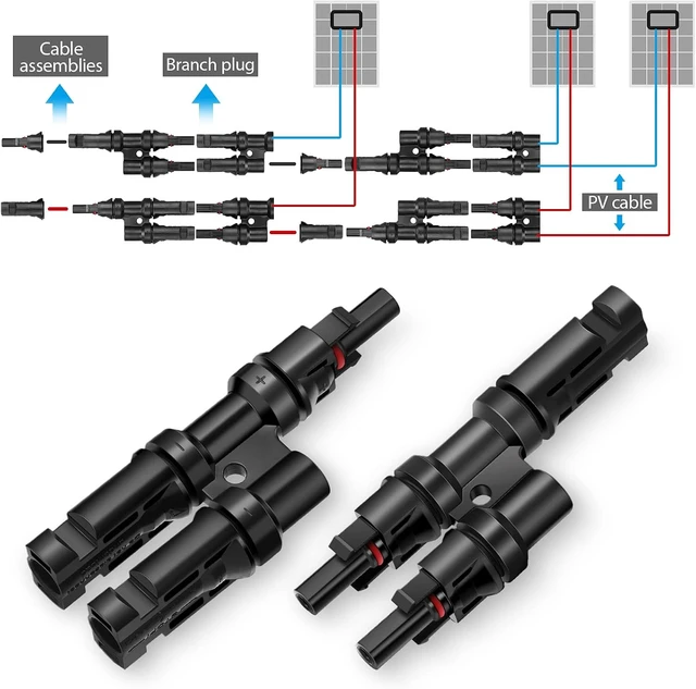 Alt view image 4 of 7 - 10-Pairs 2-to-1 Solar Panel Branch Y Connector (Fmm Mff)