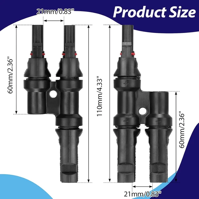Alt view image 5 of 7 - 10-Pairs 2-to-1 Solar Panel Branch Y Connector (Fmm Mff)