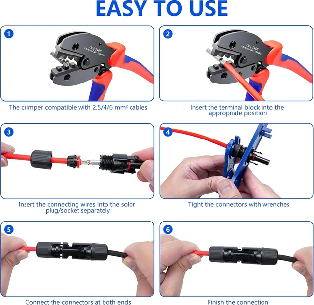 Alt view image 6 of 7 - 60-PCS Solar Crimper Tool Kit for Solar Panel Connectors