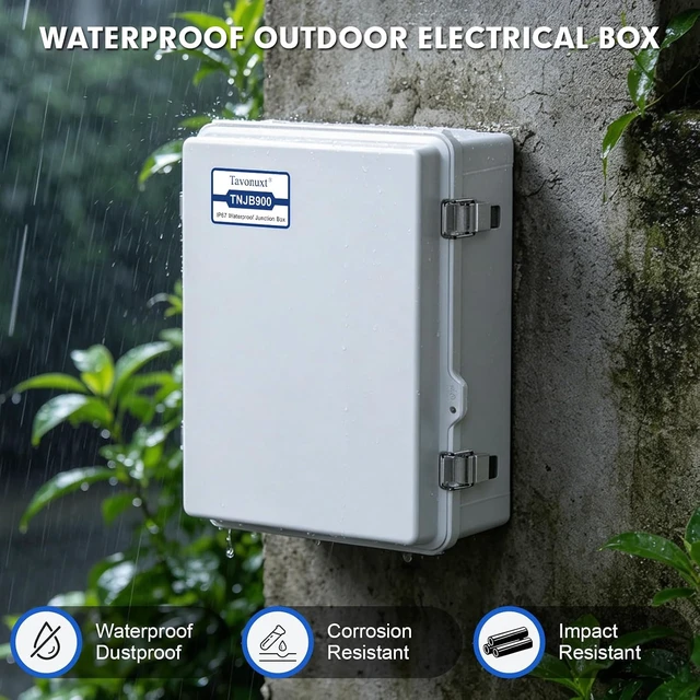 Alt view image 2 of 7 - IP67 Waterproof Outdoor Electrical Junction Box (Grey Cover) ABS Plastic Enclosure with Hinged Lid, Mounting Plate & Wall Mount Brackets, Weatherproof Dustproof Project Box (11.4"×7.5"×5.5")