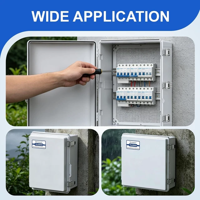 Alt view image 7 of 7 - IP67 Waterproof Outdoor Electrical Junction Box (Grey Cover) ABS Plastic Enclosure with Hinged Lid, Mounting Plate & Wall Mount Brackets, Weatherproof Dustproof Project Box (11.4"×7.5"×5.5")