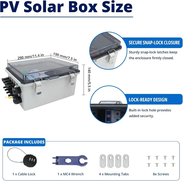 Alt view image 2 of 7 - 4-String Transparent Solar Combiner Box 500V DC Breaker & 15A Fuse