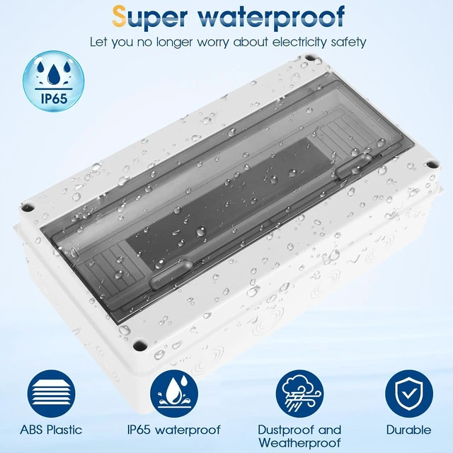 Alt view image 2 of 7 - IP65 Waterproof ABS Plastic Distribution Protection Box Transparent Cover, Indoor/Outdoor Wall Circuit Breaker Box (HT-18WAY)