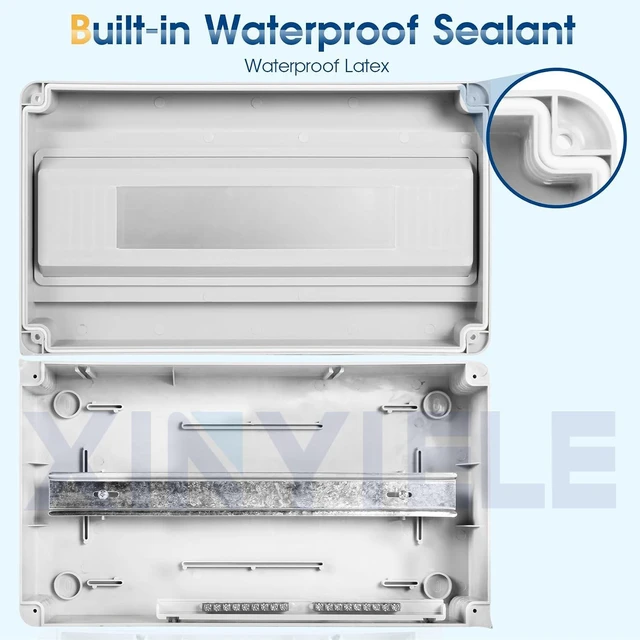 Alt view image 4 of 7 - IP65 Waterproof ABS Plastic Distribution Protection Box Transparent Cover, Indoor/Outdoor Wall Circuit Breaker Box (HT-18WAY)