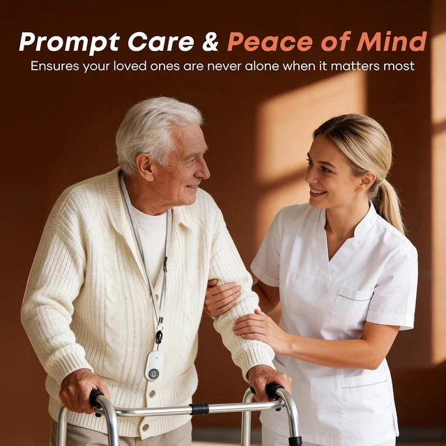 Alt view image 5 of 7 - Wireless Caregiver Pager & Emergency SOS Call System 4000ft Long Range FSK Penetration, Breakaway Safety Lanyard for Seniors & Adults (White, 4000ft Long-Range (2 Buttons + 2 Receivers))