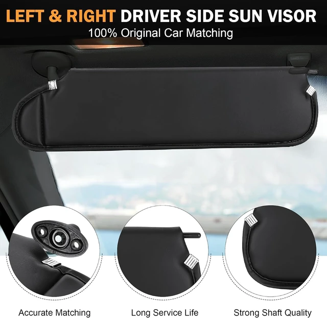 Alt view image 2 of 7 - Driver & Passenger Sun Visor for Jeep Wrangler TJ 1997-2002, Black