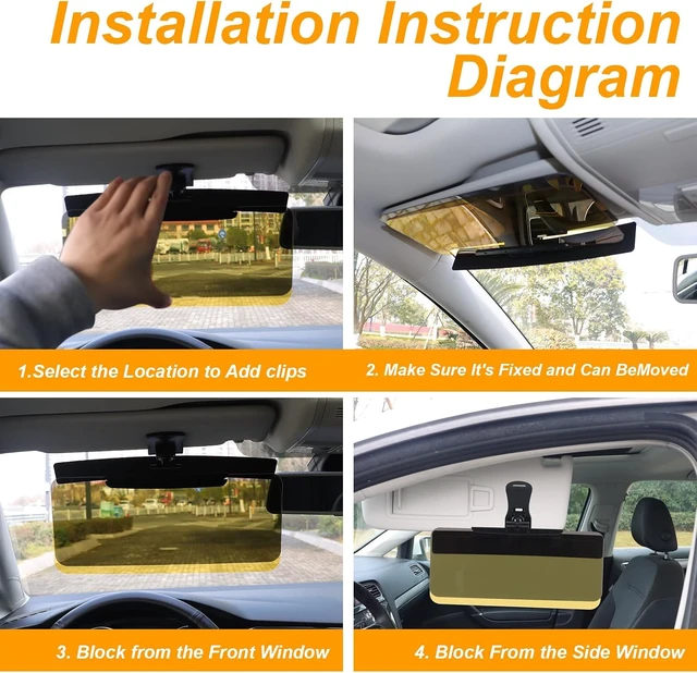 Alt view image 7 of 7 - Polarized Sun Visor Extender for Car Clip-On Sun Blocker Extension, Anti-Glare for Safe Driving (M, Day and Night)