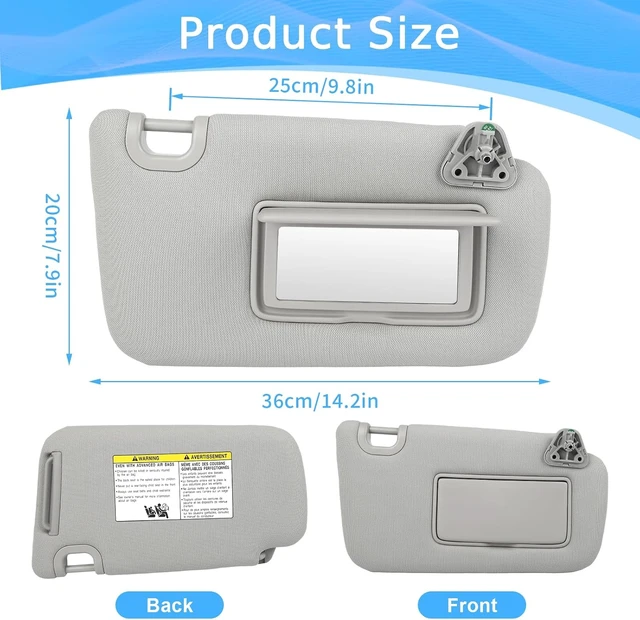 Alt view image 2 of 7 - Non-Illuminated Sun Visor Pair Compatible with 2013-2019 Nissan Sentra