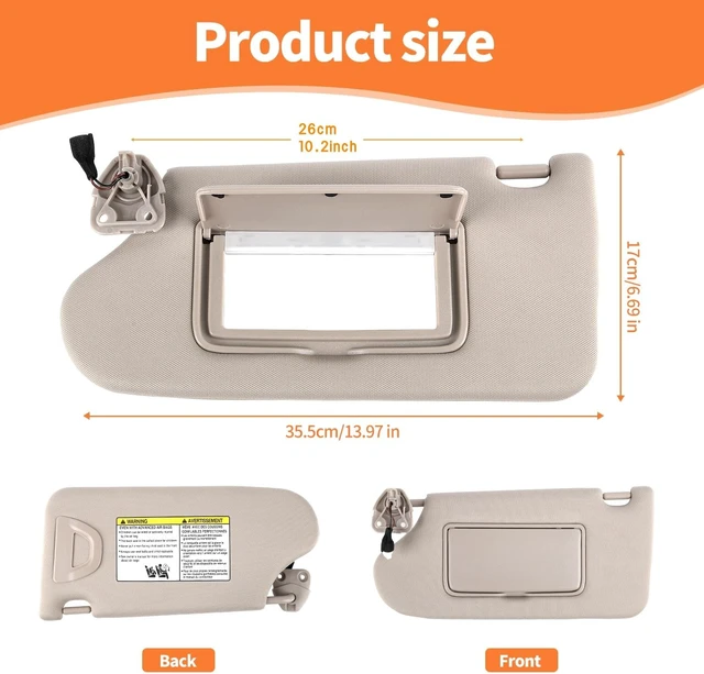 Alt view image 2 of 7 - Sun Visor Pair Compatible with Nissan Altima 2013-2018 (Color Beige)