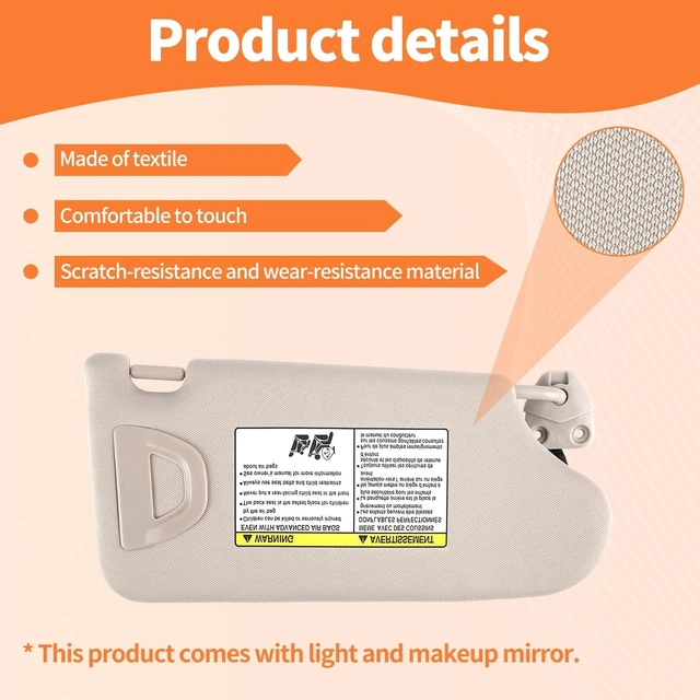 Alt view image 3 of 7 - Sun Visor Pair Compatible with Nissan Altima 2013-2018 (Color Beige)