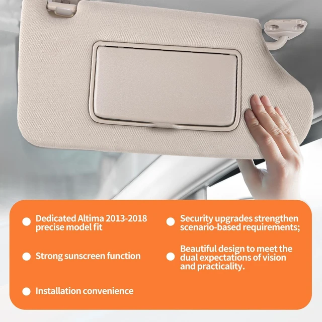 Alt view image 5 of 7 - Sun Visor Pair Compatible with Nissan Altima 2013-2018 (Color Beige)