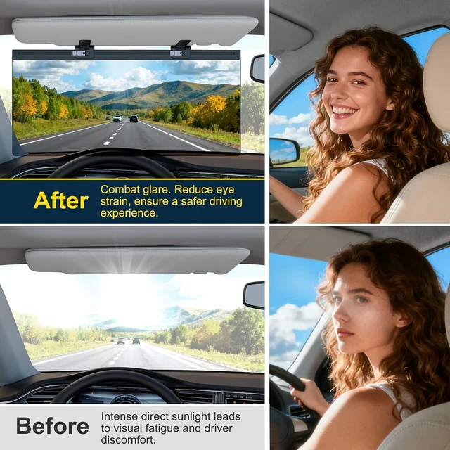 Alt view image 2 of 7 - Adjustable Polarized UV400 Sun Visor Extender for Car Sun Blocker Attachment, Anti-Glare & UV Protector (Large, 2 Pack)