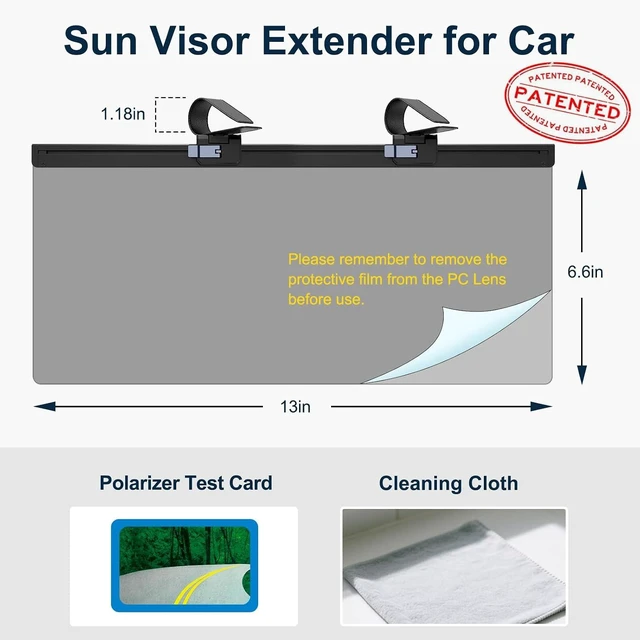 Alt view image 6 of 7 - Adjustable Polarized UV400 Sun Visor Extender for Car Sun Blocker Attachment, Anti-Glare & UV Protector (Large, 2 Pack)