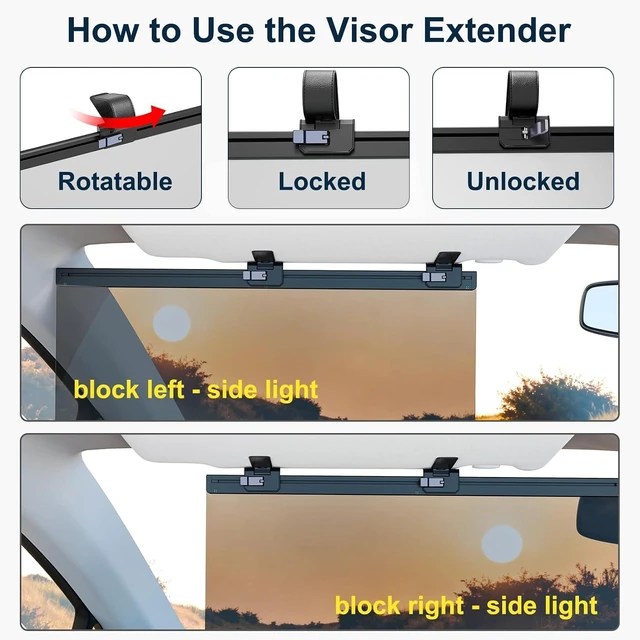 Alt view image 5 of 7 - Adjustable Polarized UV400 Sun Visor Extender for Car Sun Blocker Attachment, Anti-Glare & UV Protector (Large, 2 Pack)