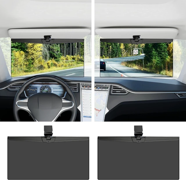 Main image of 2-Pack Polarized Car Sun Visor Extender UV400 Sun Blocker, Adjustable Clip-On Extension, Large