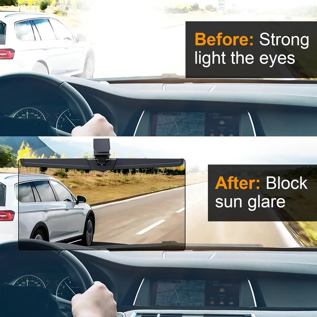 Alt view image 3 of 6 - 2-Pack Polarized Car Sun Visor Extender UV400 Sun Blocker, Adjustable Clip-On Extension, Large