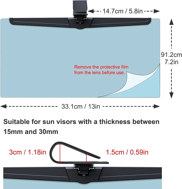 Alt view image 5 of 6 - 2-Pack Polarized Car Sun Visor Extender UV400 Sun Blocker, Adjustable Clip-On Extension, Large