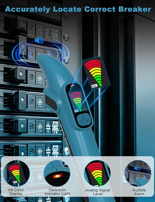 Alt view image 3 of 7 - Circuit Breaker Finder with GFCI Outlet Tester NCV Electrical Circuit Tracer Kit with LCD Display, Adapters & Carrying Case