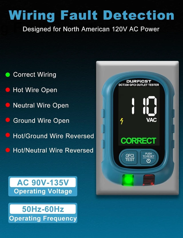 Alt view image 4 of 7 - Circuit Breaker Finder with GFCI Outlet Tester NCV Electrical Circuit Tracer Kit with LCD Display, Adapters & Carrying Case