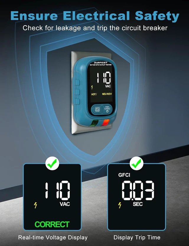 Alt view image 5 of 7 - Circuit Breaker Finder with GFCI Outlet Tester NCV Electrical Circuit Tracer Kit with LCD Display, Adapters & Carrying Case