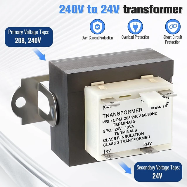 Alt view image 2 of 7 - 2-Pack 240V to 24V 40VA Transformer for HVAC Furnace