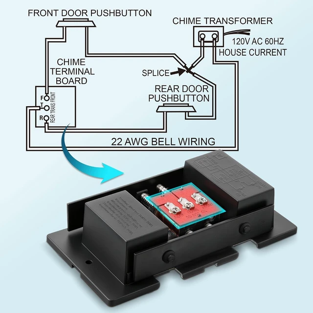 Alt view image 3 of 7 - 16V Wired Doorbell Chime Box for Doorbell Systems, Black