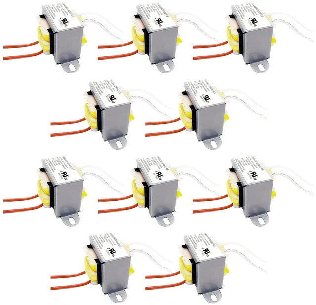 Main image of 10-Pack 120V to 24V AC Transformers UL Recognized Component