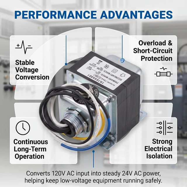 Alt view image 6 of 7 - TR75VA001 75VA 120 to 24VAC Transformer with Built-in Circuit Breaker