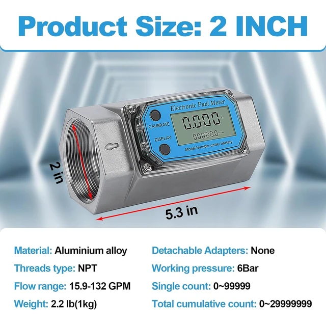 Alt view image 4 of 7 - Digital 2-Inch Turbine Flow Meter