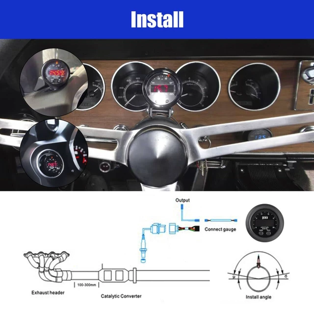 Alt view image 7 of 7 - New Upgrade Digital Wideband AFR Air/Fuel Ratio Gauge 2"(52mm) with LSU4.9 Sensor, UEGO O2 Oxygen Sensor Controller
