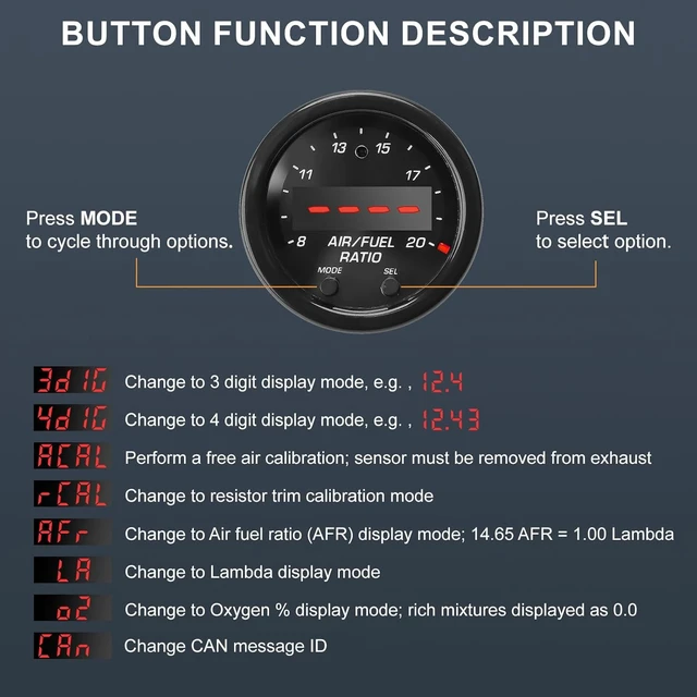 Alt view image 3 of 7 - 30-0300 X-Series 52mm (2-1/16) Wideband UEGO Air/Fuel Ratio Gauge with LSU 4.9 Sensor Controller & Wideband Oxygen Sensor