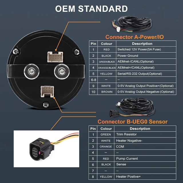 Alt view image 5 of 7 - 30-0300 X-Series 52mm (2-1/16) Wideband UEGO Air/Fuel Ratio Gauge with LSU 4.9 Sensor Controller & Wideband Oxygen Sensor