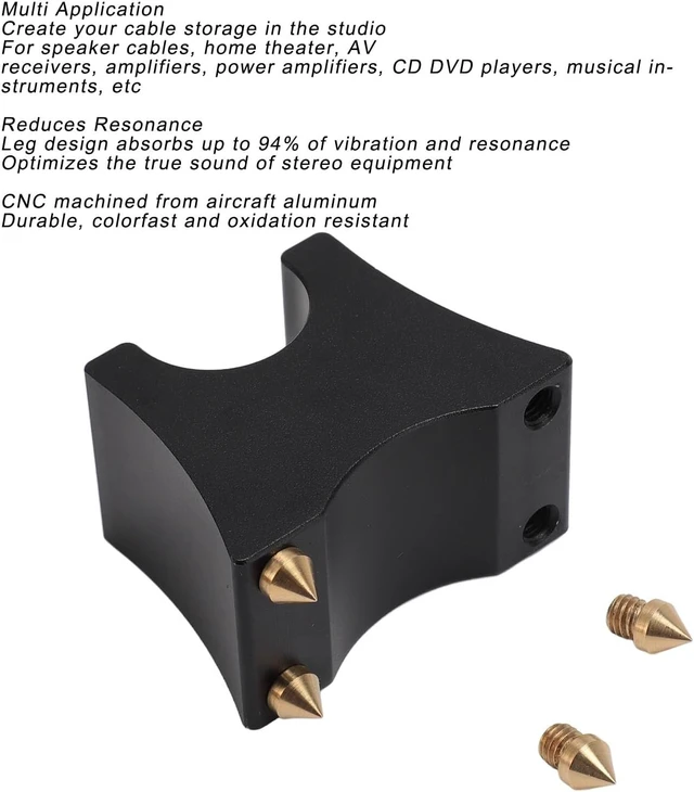 Alt view image 3 of 7 - 4-Pcs HiFi Speaker Cable Isolation Stand Aluminum Feet & Power Cable Shock Mount, Spike Stand for Subwoofer, CD, DVD, Amplifier & Turntable