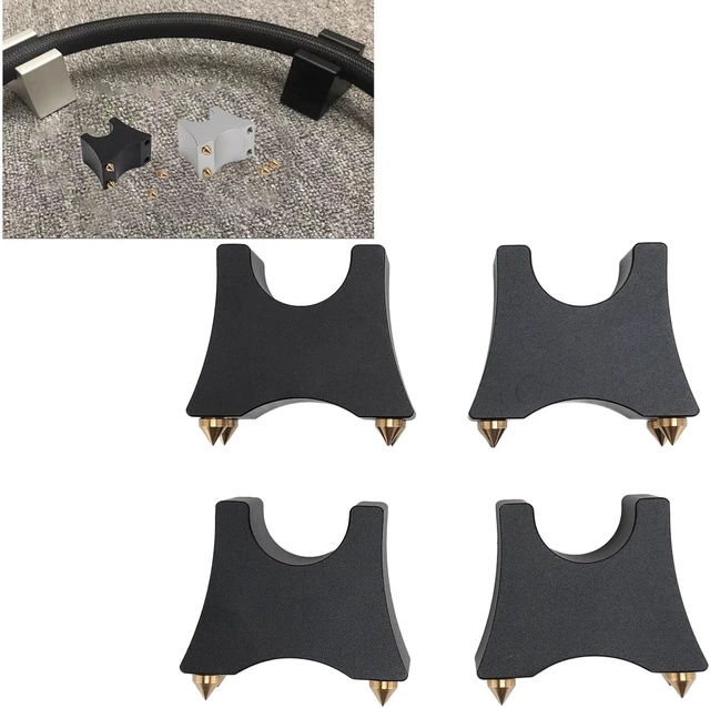 Alt view image 5 of 7 - 4-Pcs HiFi Speaker Cable Isolation Stand Aluminum Feet & Power Cable Shock Mount, Spike Stand for Subwoofer, CD, DVD, Amplifier & Turntable