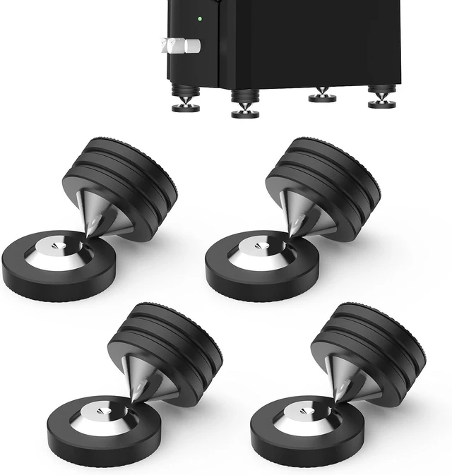 Main image of 4-Pcs Speaker Feet Isolation Pads POM Spike Stand with Stainless Steel Pads for Vibration Damping, HiFi Speakers, Amplifiers, DAC & CD Player (49X35mm)