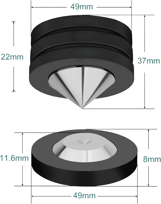 Alt view image 4 of 5 - 4-Pcs Speaker Feet Isolation Pads POM Spike Stand with Stainless Steel Pads for Vibration Damping, HiFi Speakers, Amplifiers, DAC & CD Player (49X35mm)
