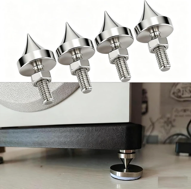 Alt view image 2 of 7 - 4-Pcs M6/M8/M10/M12 Stainless Steel Speaker Spikes HiFi Shock Absorber Isolation Pucks for Amplifier, CD & DVD Player (M10)