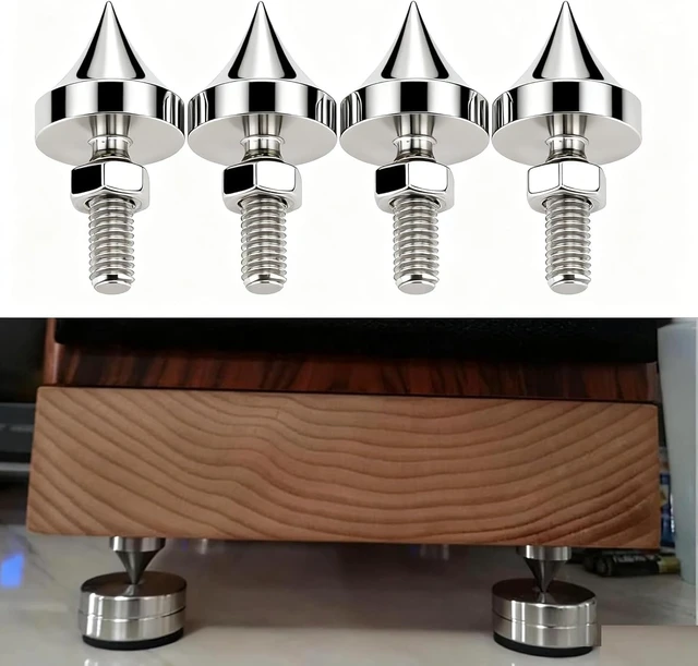 Alt view image 3 of 7 - 4-Pcs M6/M8/M10/M12 Stainless Steel Speaker Spikes HiFi Shock Absorber Isolation Pucks for Amplifier, CD & DVD Player (M10)
