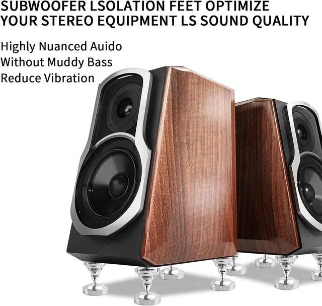 Alt view image 4 of 7 - 4-Pack 316 Stainless Steel Speaker Isolation Feet with Adhesives (M8)