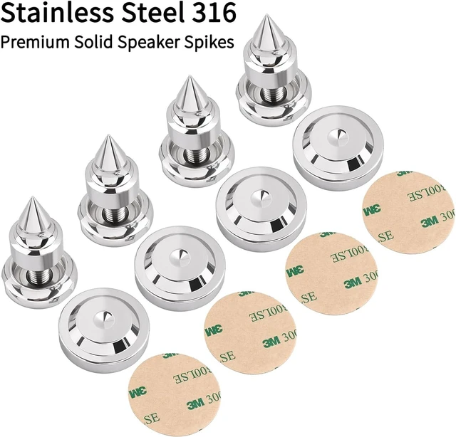 Alt view image 3 of 7 - 4-Pack 316 Stainless Steel Speaker Isolation Feet with Adhesives (M8)