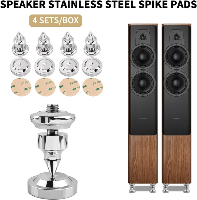 Alt view image 7 of 7 - 4-Pack 316 Stainless Steel Speaker Isolation Feet with Adhesives (M8)