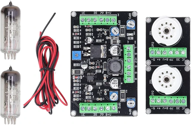 Main image of 6E2 Dual Channel Vacuum Tube Level Indicator Driver Board Kit 2pcs PCB, 2pcs Tube & 2pcs Cable for DIY Audio & Industrial Equipment