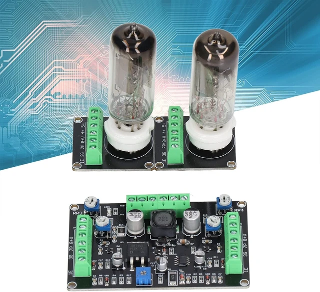 Alt view image 4 of 7 - 6E2 Dual Channel Vacuum Tube Level Indicator Driver Board Kit 2pcs PCB, 2pcs Tube & 2pcs Cable for DIY Audio & Industrial Equipment