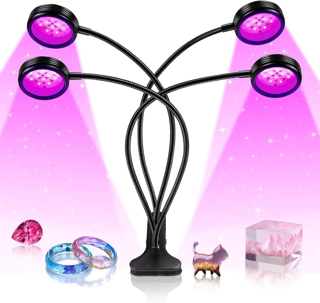 Main image of 15W Dual-Head LED Black Light UV Resin Fixture with Clamp 395-405nm Gooseneck Lamp, USB Powered for Blacklight Party, Stage Lighting, Resin Cure, 3D Printing & Glow in the Dark