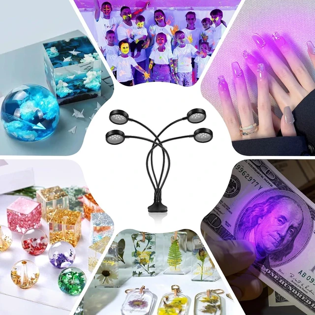 Alt view image 5 of 7 - 15W Dual-Head LED Black Light UV Resin Fixture with Clamp 395-405nm Gooseneck Lamp, USB Powered for Blacklight Party, Stage Lighting, Resin Cure, 3D Printing & Glow in the Dark