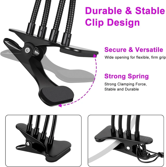 Alt view image 7 of 7 - 15W Dual-Head LED Black Light UV Resin Fixture with Clamp 395-405nm Gooseneck Lamp, USB Powered for Blacklight Party, Stage Lighting, Resin Cure, 3D Printing & Glow in the Dark