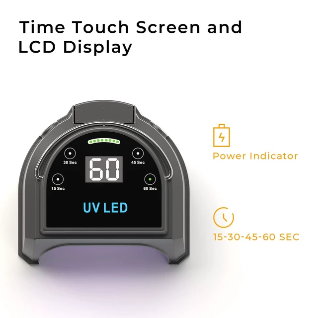 Alt view image 4 of 7 - 80W Professional Cordless UV LED Nail Lamp 45 Beads & Rechargeable Battery, Portable Gel Nail Curing Dryer for Salon or Home, Black