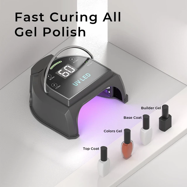 Alt view image 6 of 7 - 80W Professional Cordless UV LED Nail Lamp 45 Beads & Rechargeable Battery, Portable Gel Nail Curing Dryer for Salon or Home, Black